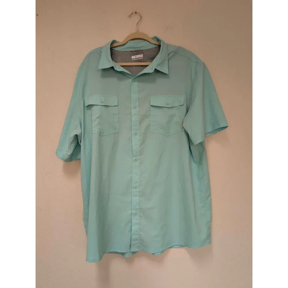 Columbia Mens Omni-Shade Sun Protection Button-up Fishing Shirt Mint Green XXL